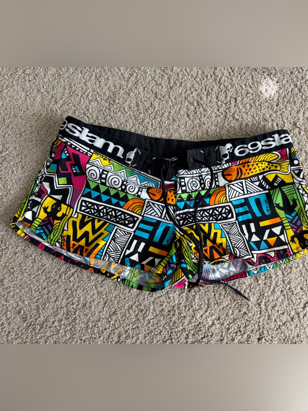 Vibrant Multi-Color Patterned Swim/Board Shorts